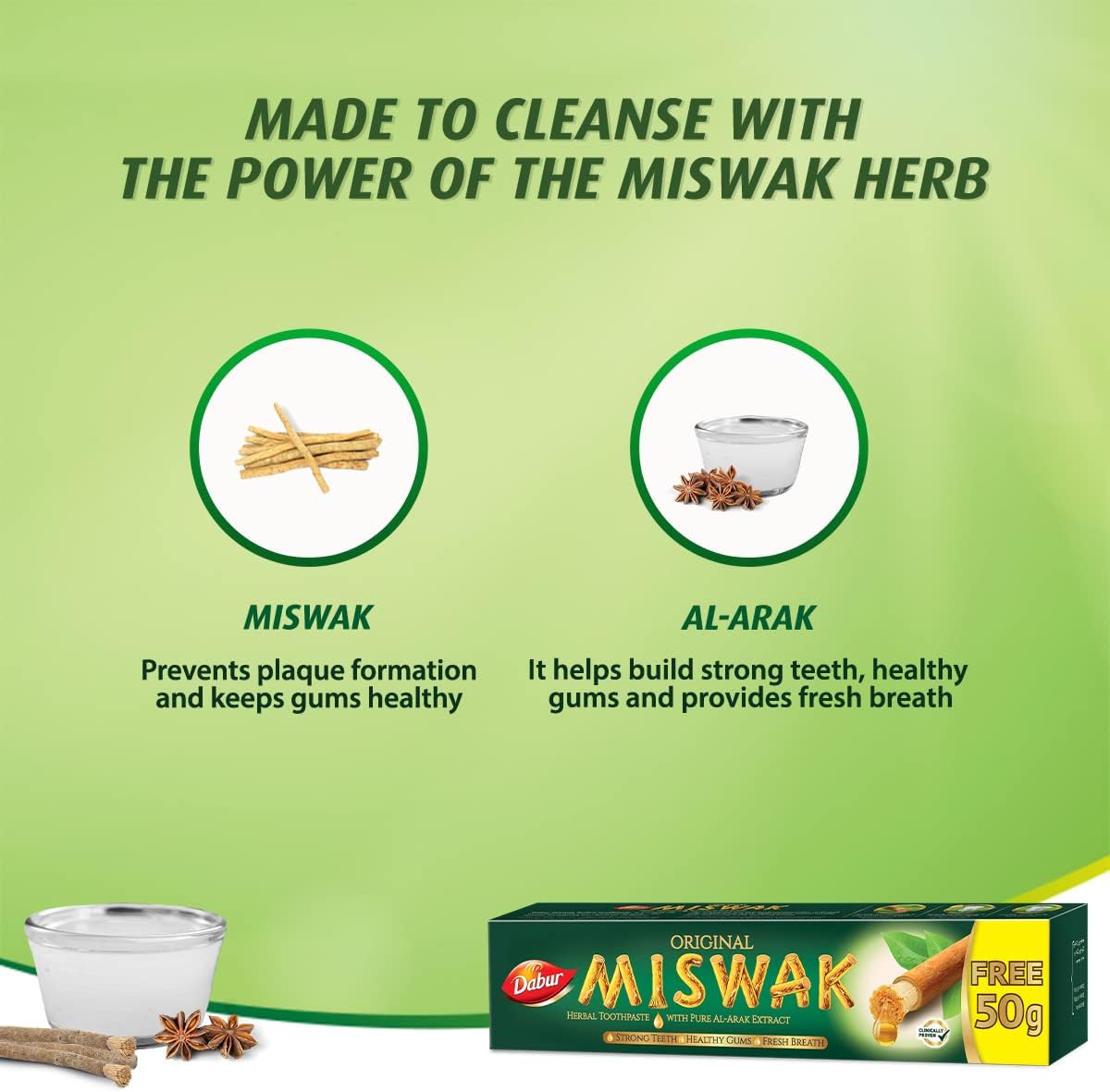 معجون المسواك 120+50 جم – Herbal Fresh | حماية طبيعية وفم منعش - الصورة 2